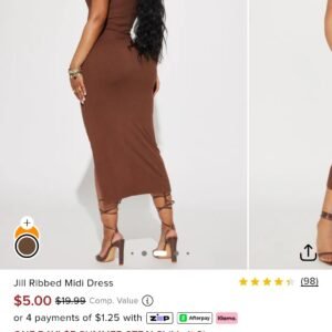 Robe midi côtelée marron